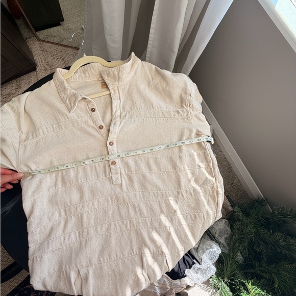 Relaxed Cream Button-Neck Women’s Mini Dress - Picture 4 of 4